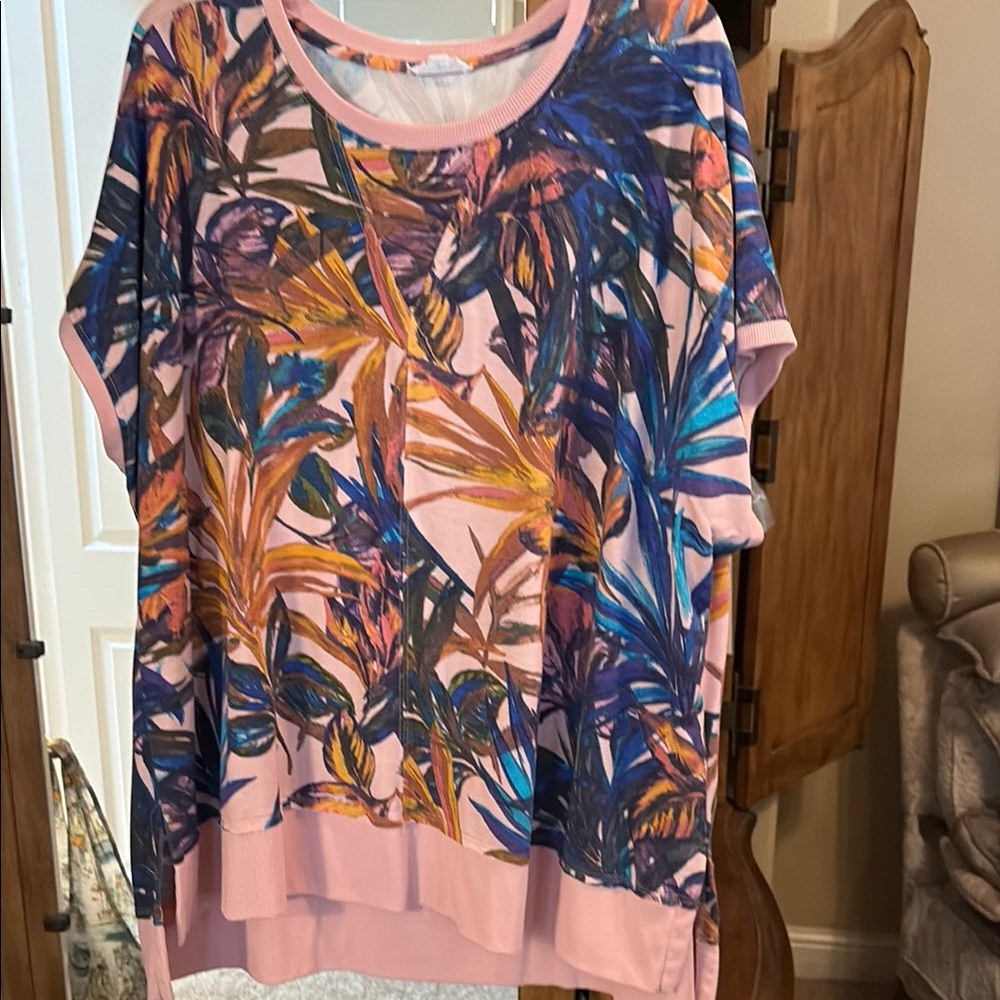 Westbound Blue and Orange Boxy Short Sleeve Tee